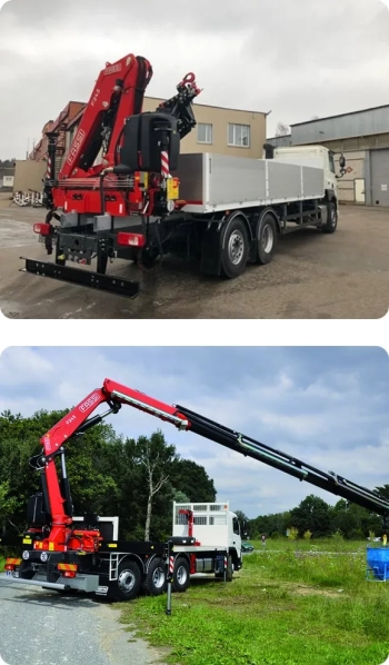 Аренда крана-манипулятора FASSI F245A.0.24 на базе автомобиля MAN TGL с прицепом в Минске