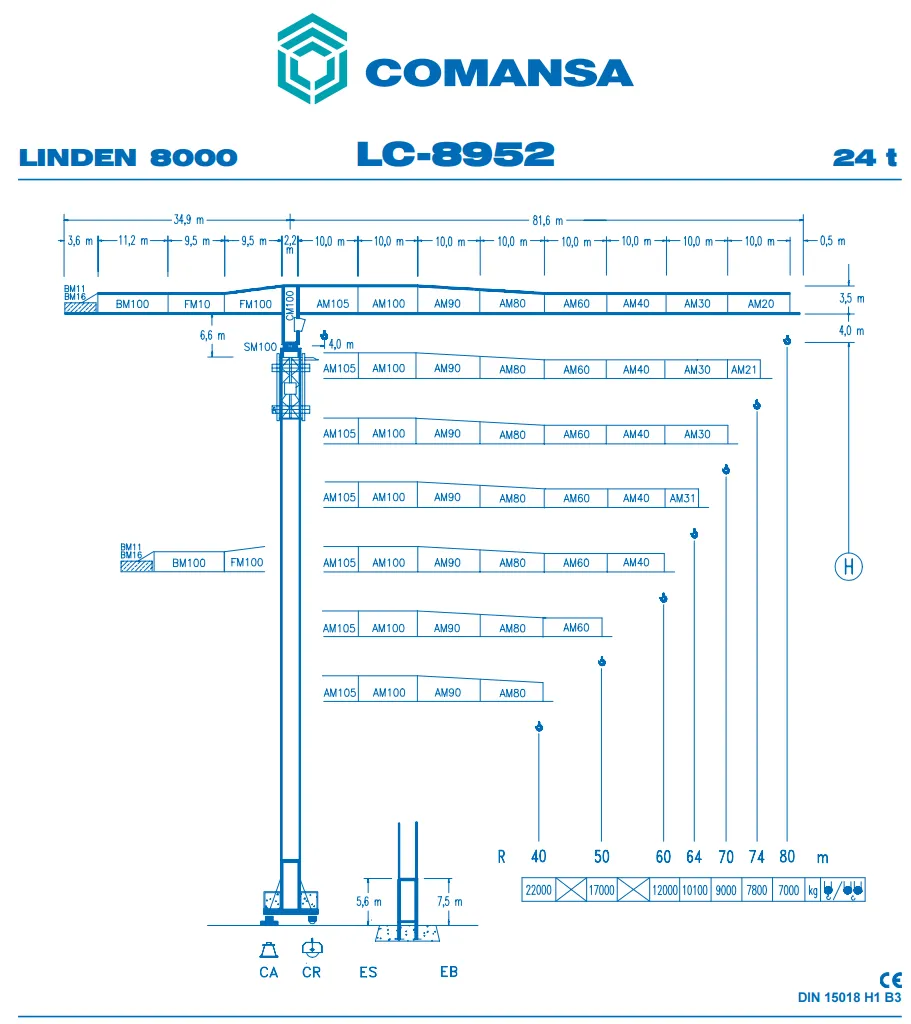 Аренда башенного крана Linden Comansa 8952 Минск. 2