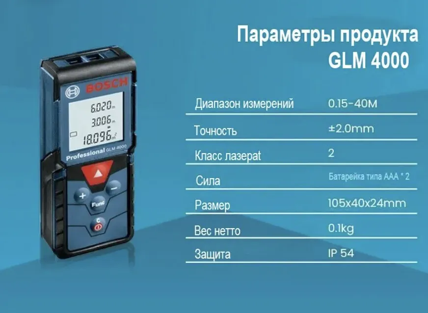 Лазерный дальномер (рулетка) Bosch GLM 40 Professional. 2