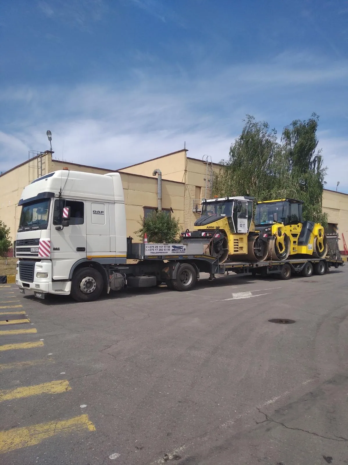 Трал для транспортировки катков — услуги по всей Беларуси. 1