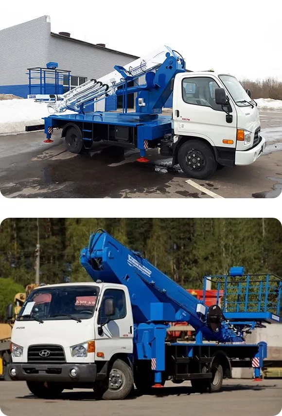Аренда телескопической автовышки ВИПО 28-01 на шасси Hyundai HD78 в Минске. 1